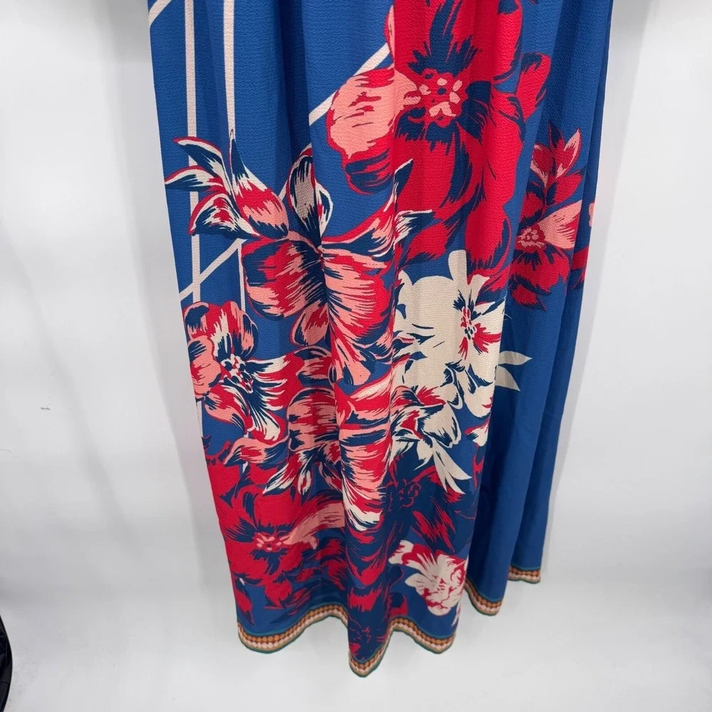 Flying Tomato Festival Maxi Dress XS Blue Floral Print Flare Sleeve Polyester - Picture 5 of 12